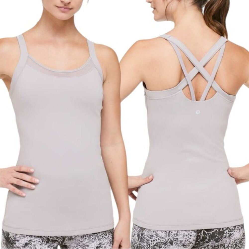 Crisscross Back Tank Top - Light Gray
